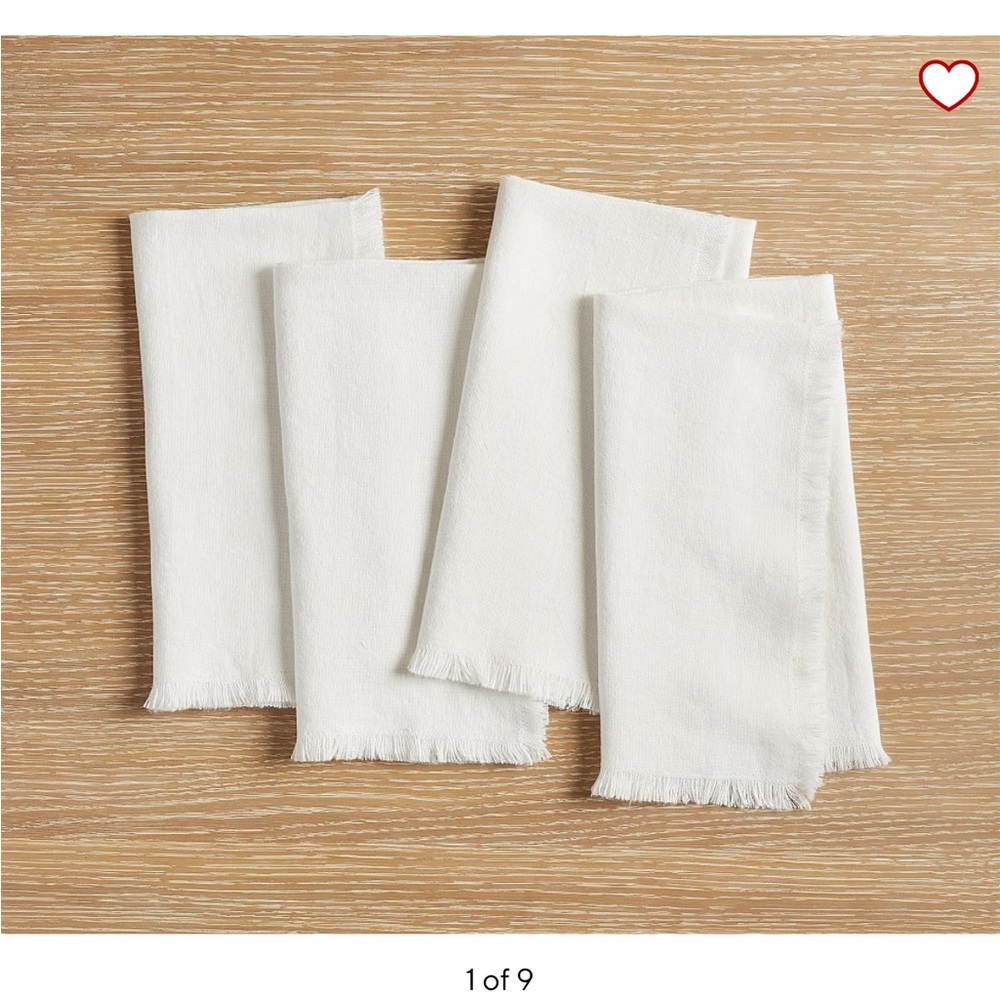Pottery Barn Frayed Oversized Linen Napkins Set of 8 white. New without tags.